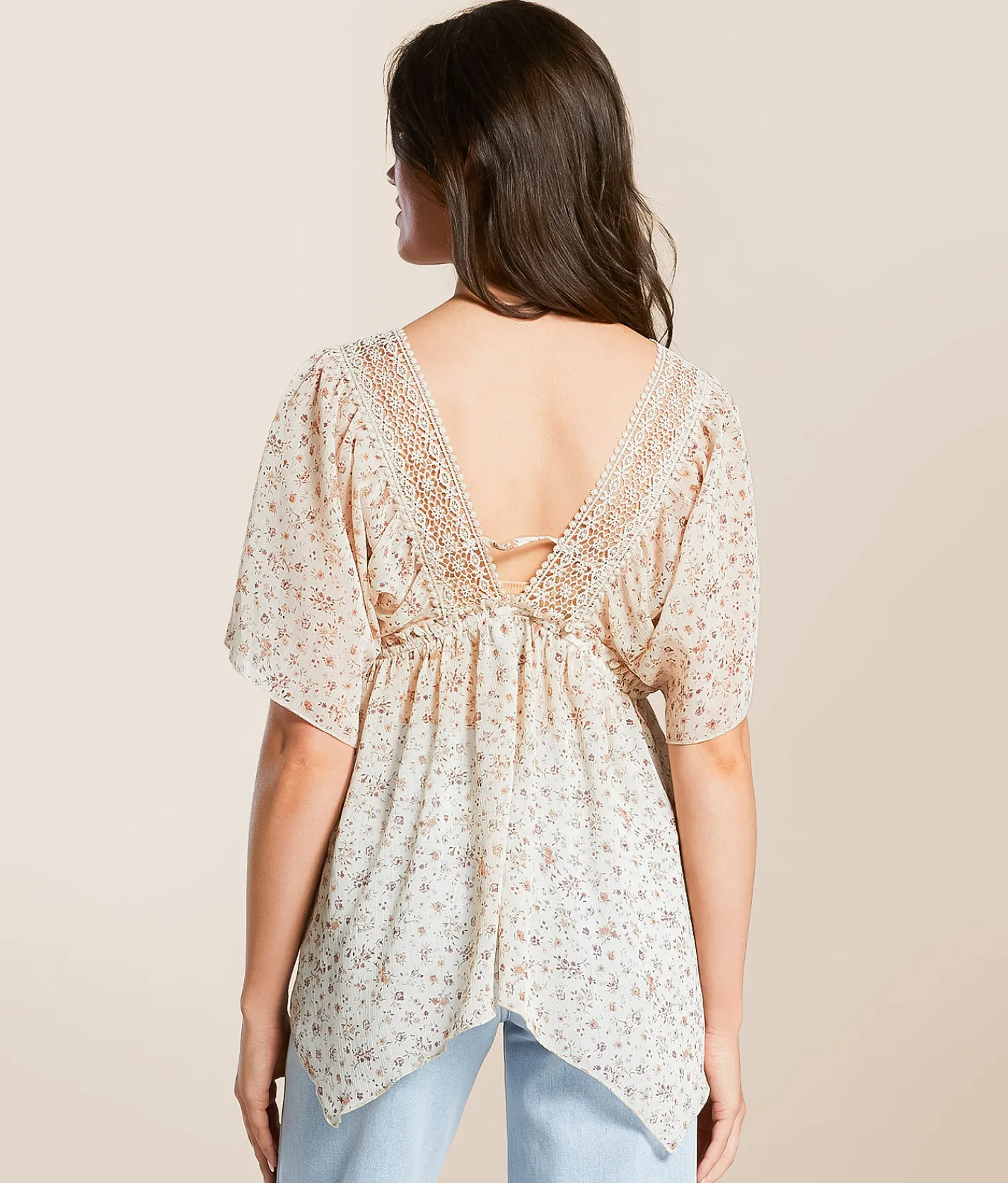 Tops | Daytrip Floral Chiffon Empire Top Natural