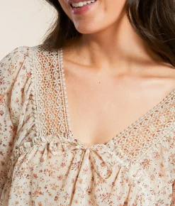 Tops | Daytrip Floral Chiffon Empire Top Natural