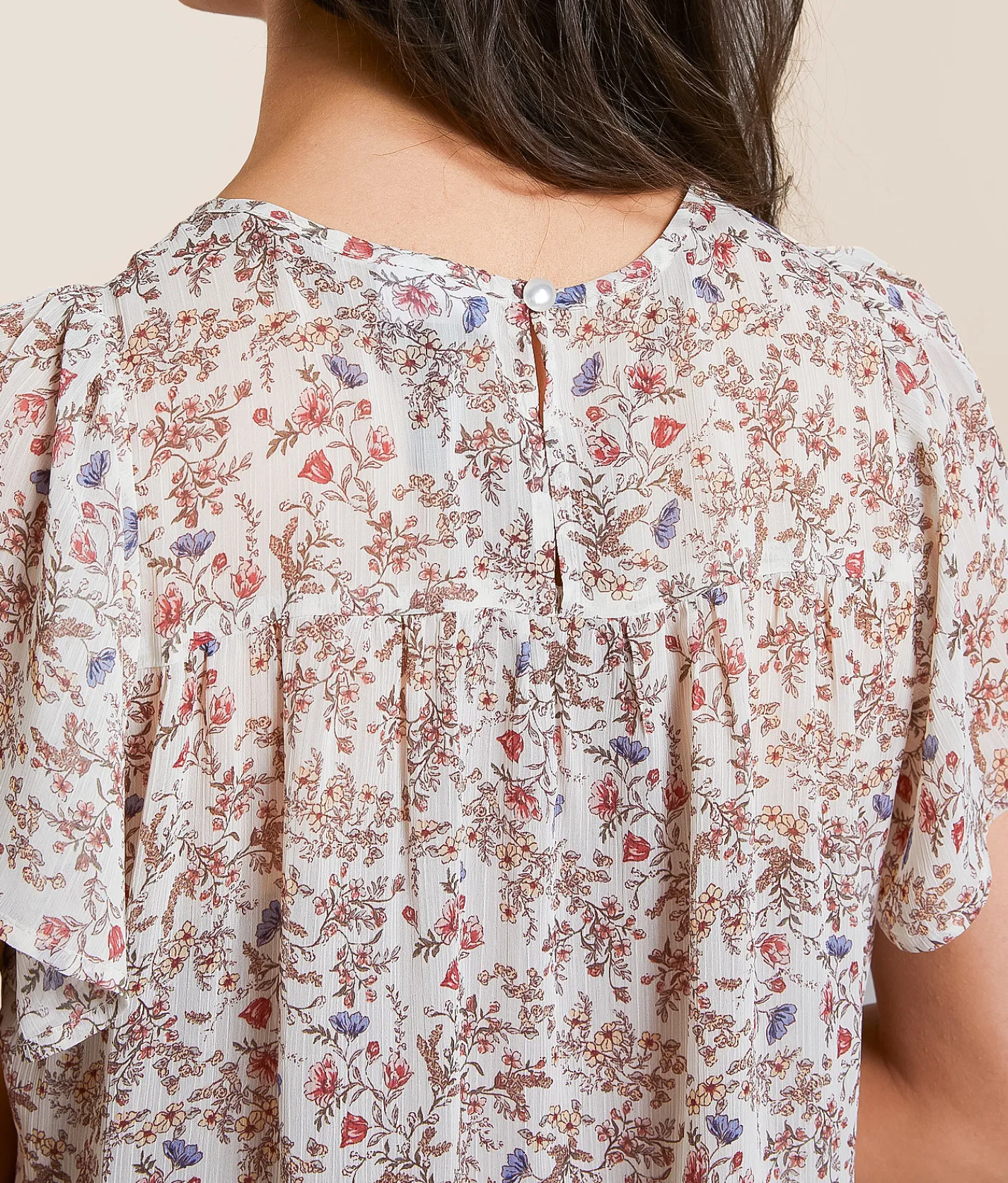 Tops | Daytrip Floral Chiffon Tiered Top Cream Multi