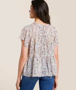 Tops | Daytrip Floral Chiffon Tiered Top Cream Multi