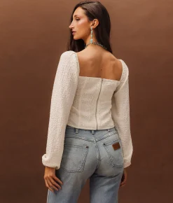 Tops | Sterling & Stitch Floral Corset Cropped Top Cream Multi