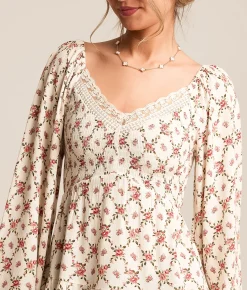 Tops | Daytrip Floral Crinkle Ruffle Top Cream Multi