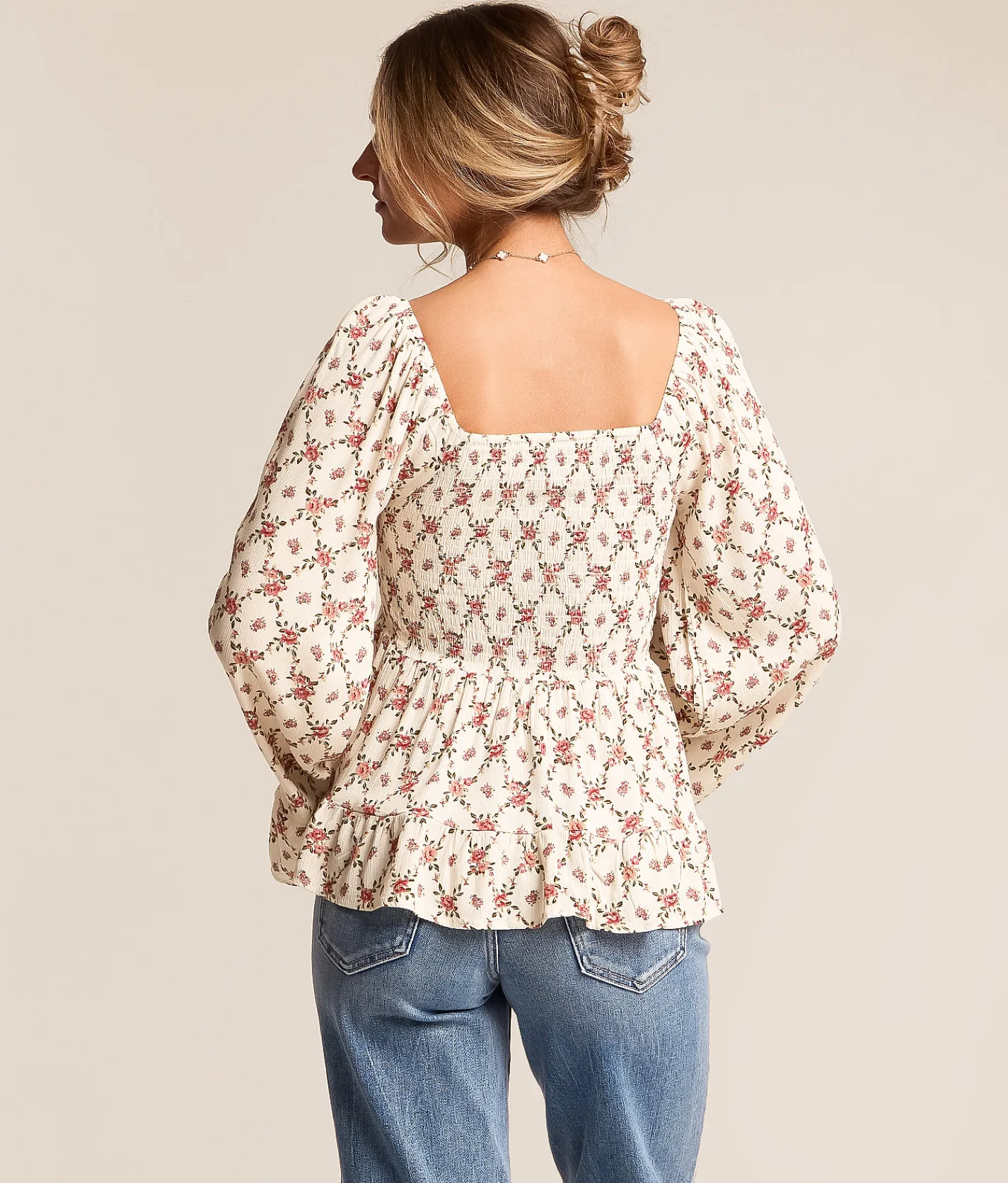 Tops | Daytrip Floral Crinkle Ruffle Top Cream Multi