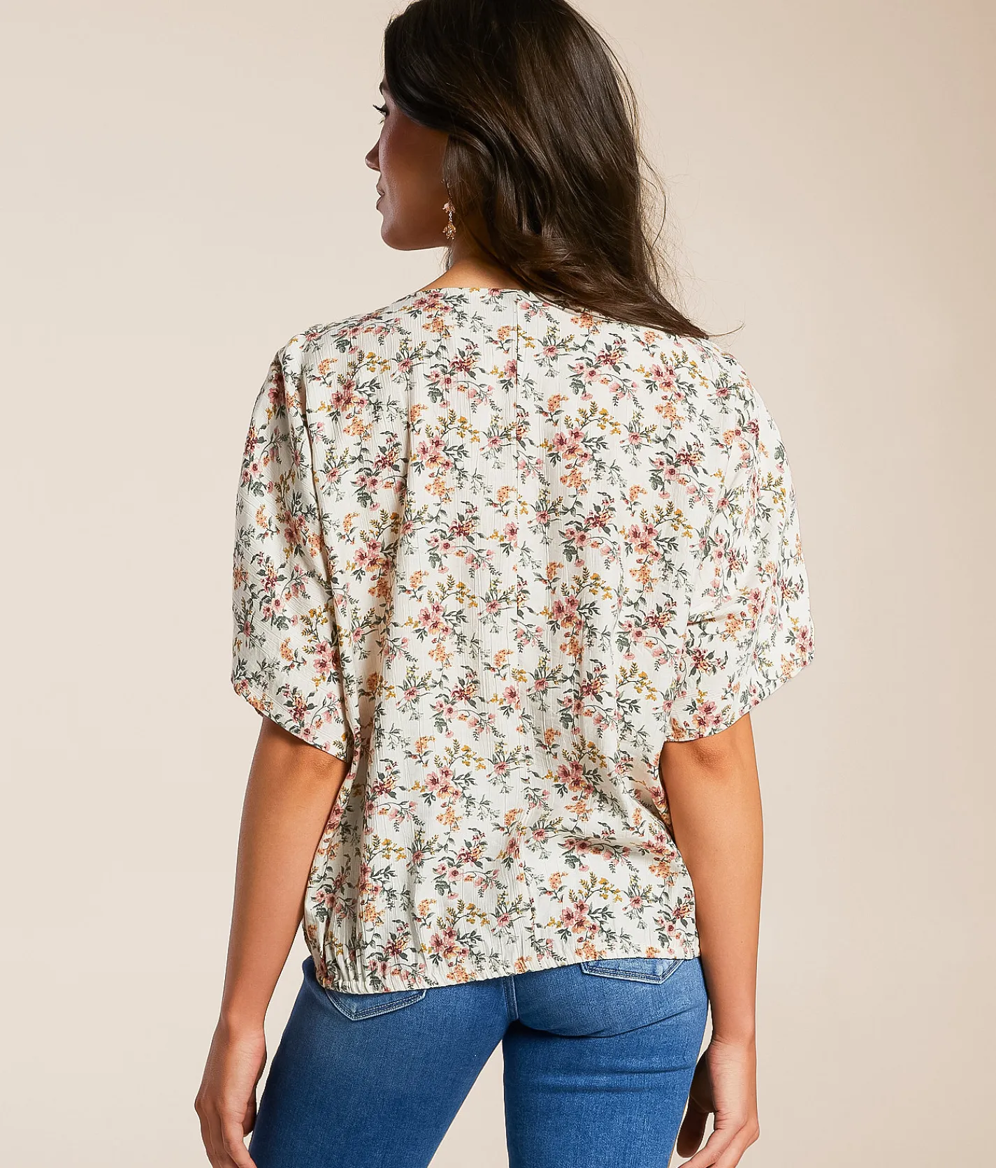 Daytrip Floral Crinkle Top Cream Assorted Clearance