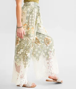 Bottoms | Miss Me Floral Crochet Beach Pant Multi Green