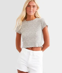 FITZ + EDDI Floral Cropped Top Grey Pink Ditsy Print Outlet