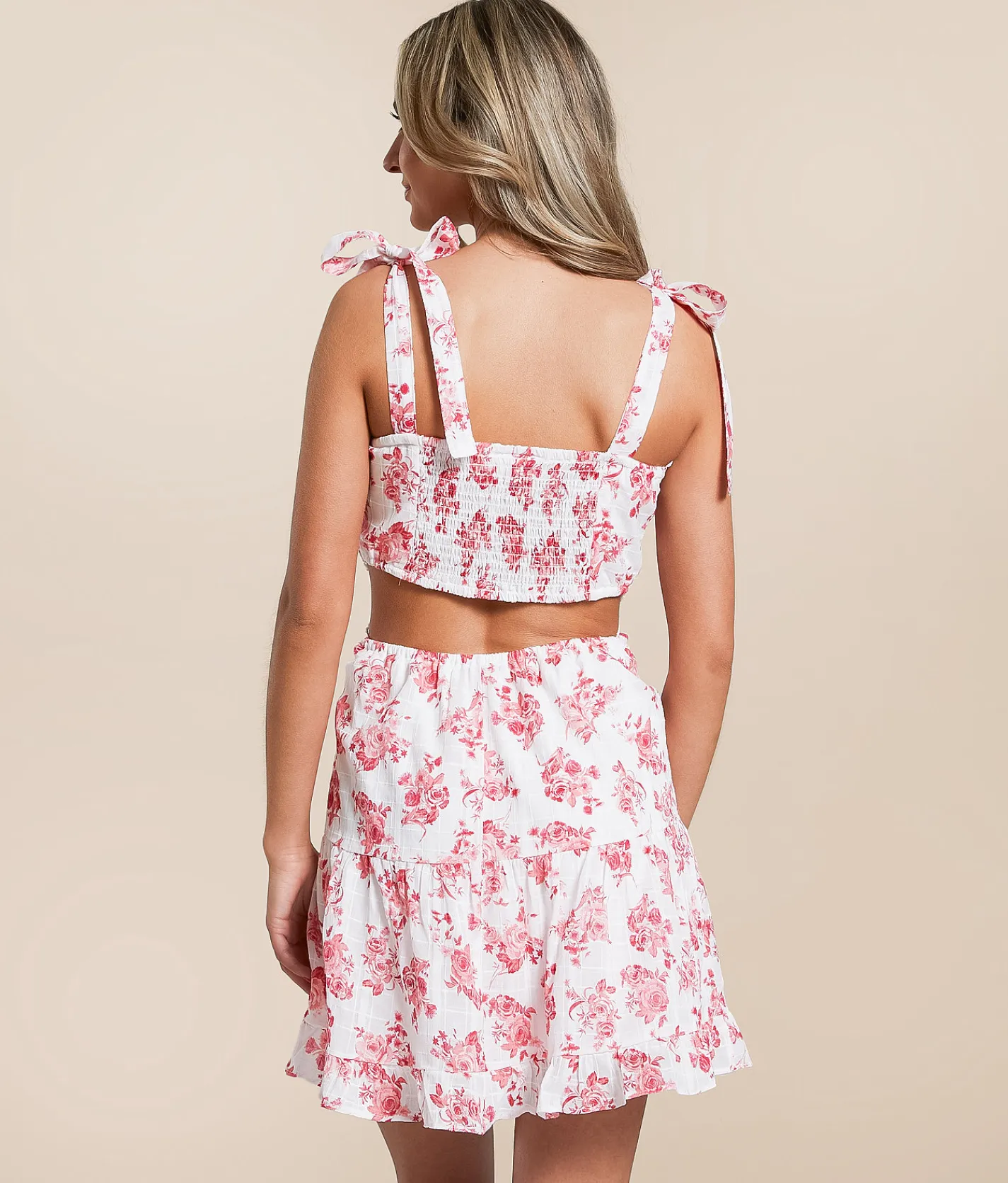 Dresses | Willow & Root Floral Cut-Out Mini Dress Pink Multi