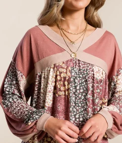 Tops | Daytrip Floral Dolman Top Rose Brown Multi