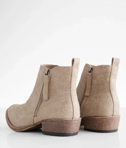 Very G Floral Embossed Ankle Boot Stone Discount