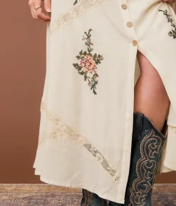 Gimmicks Floral Embroidered Maxi Skirt Cream Multi Discount