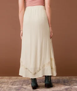 Gimmicks Floral Embroidered Maxi Skirt Cream Multi Discount