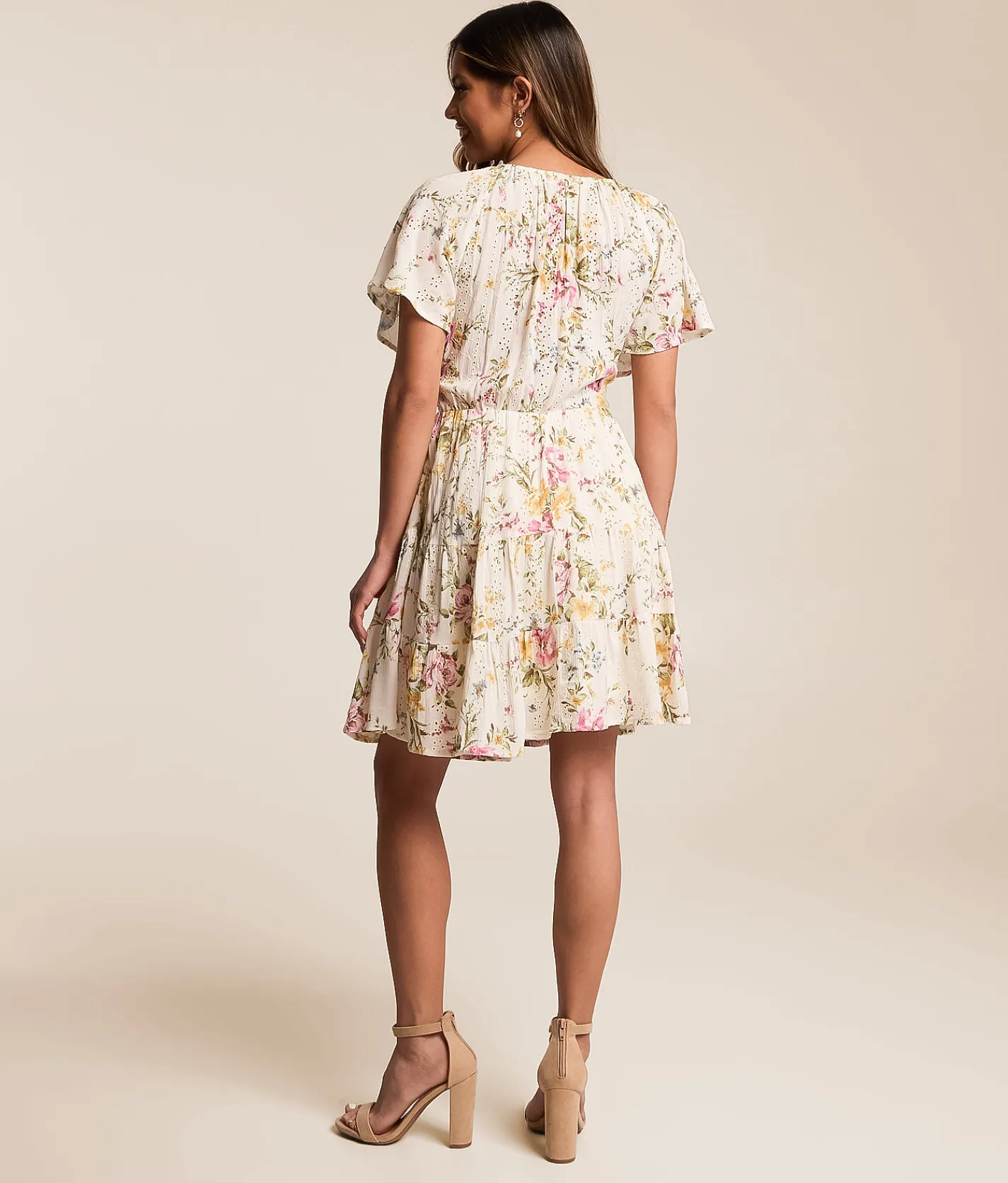 Dresses | Willow & Root Floral Eyelet Dress Cream Multi