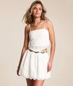 Tops | Willow & Root Floral Eyelet Hanky Tank Top White