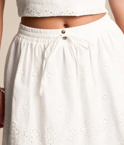 Willow & Root Floral Eyelet Mini Skirt White Discount