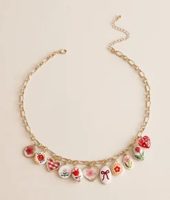 BKE Floral Girly Charm Necklace Gold Best