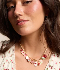 BKE Floral Girly Charm Necklace Gold Best