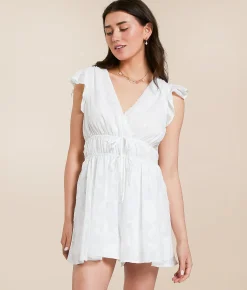 Rompers & Jumpsuits | Willow & Root Floral Jacquard Romper White