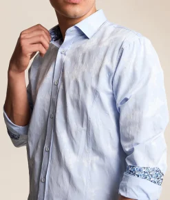 Tops | Eight X Floral Jacquard Shirt Light Blue