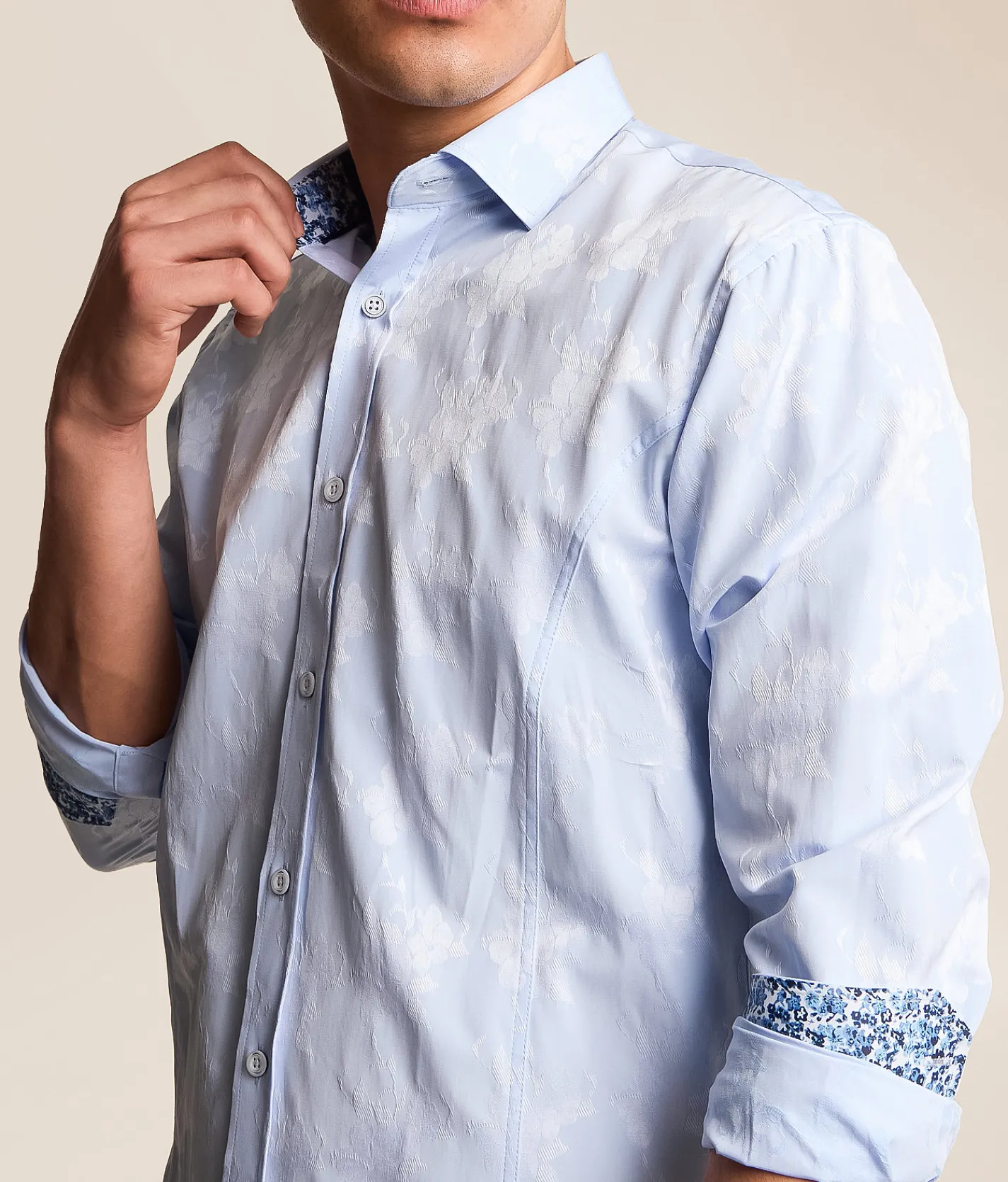 Tops | Eight X Floral Jacquard Shirt Light Blue