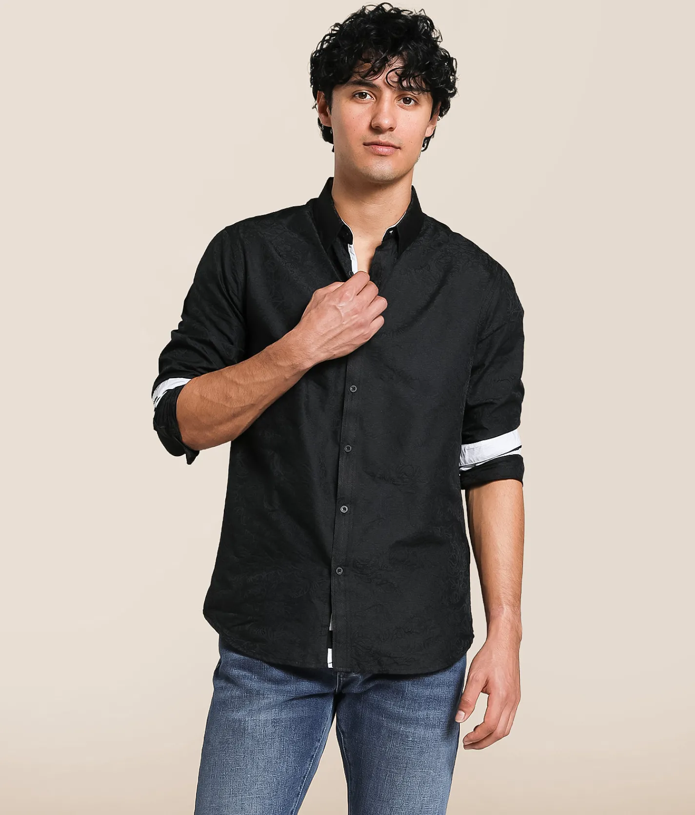 J.B. Holt Floral Jacquard Standard Shirt Black Best