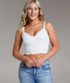 BKE core Floral Lace Bralette White Discount