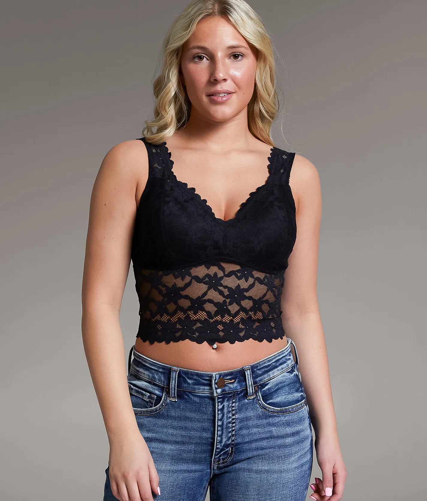 Tops | BKE core Floral Lace Full Coverage Bralette Black