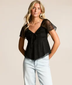Willow & Root Floral Lace Hanky Top Black Clearance