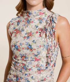 Tops | Willow & Root Floral Lace High Neck Tank Top Cream Pink