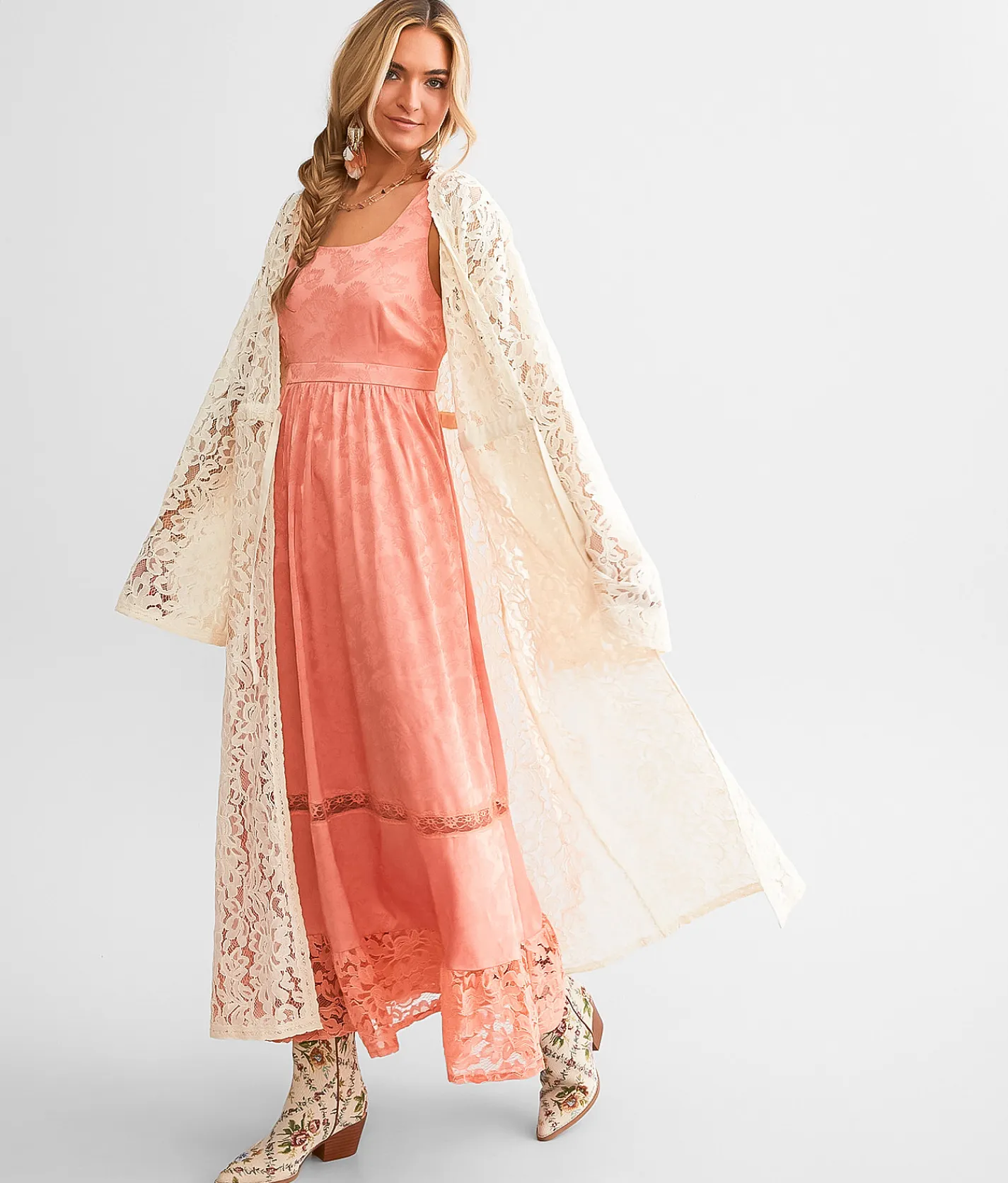 Gimmicks Floral Lace Kimono Birch