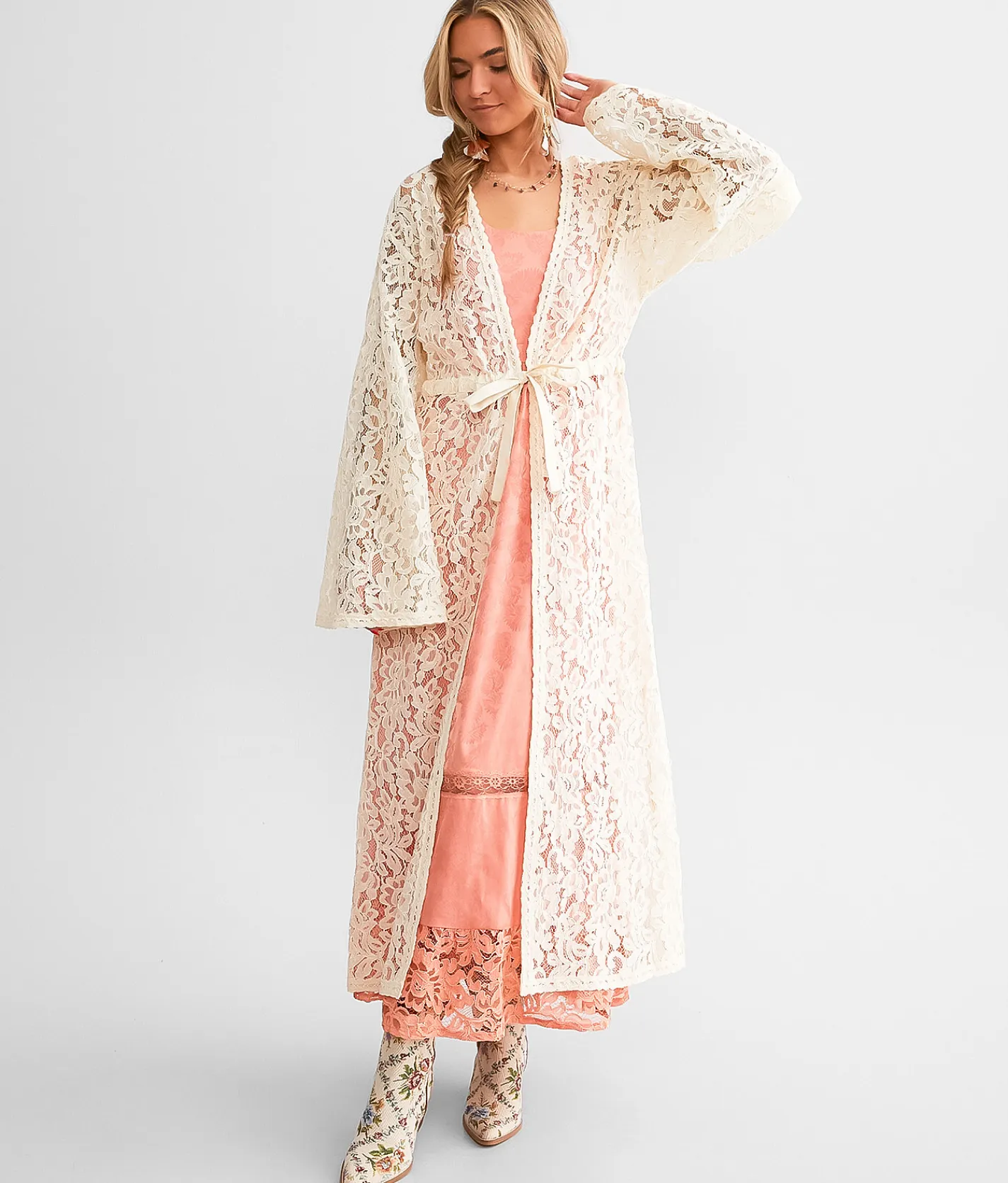 Gimmicks Floral Lace Kimono Birch