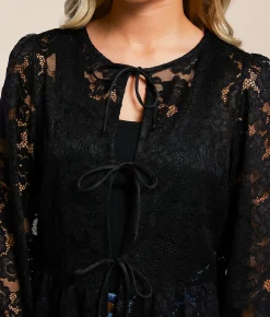 Tops | Daytrip Floral Lace Peplum Top Black
