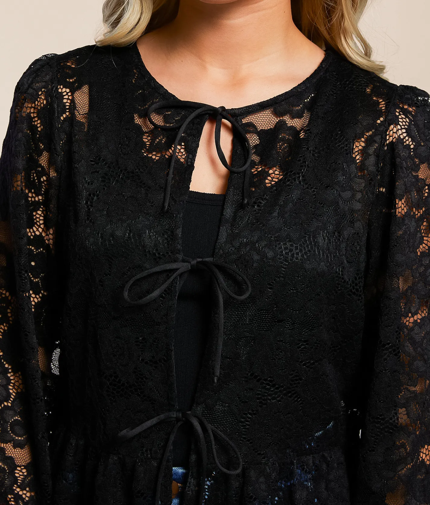 Tops | Daytrip Floral Lace Peplum Top Black