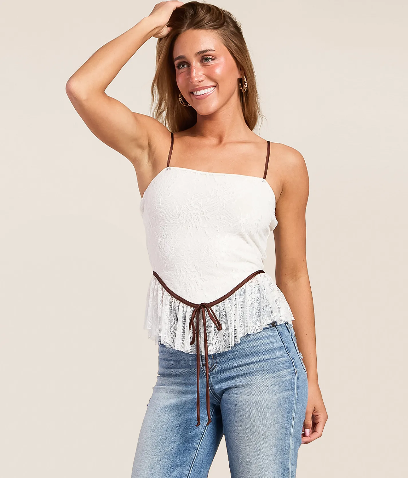 Willow & Root Floral Lace Tank Top White Hot