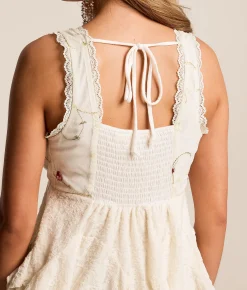 Willow & Root Floral Lace Tank Top Cream Best