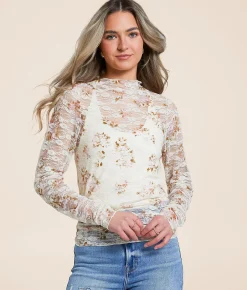 Willow & Root Floral Lace Top Cream Multi