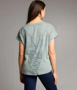 Tops | BKE Floral Lace Top Chinois Green