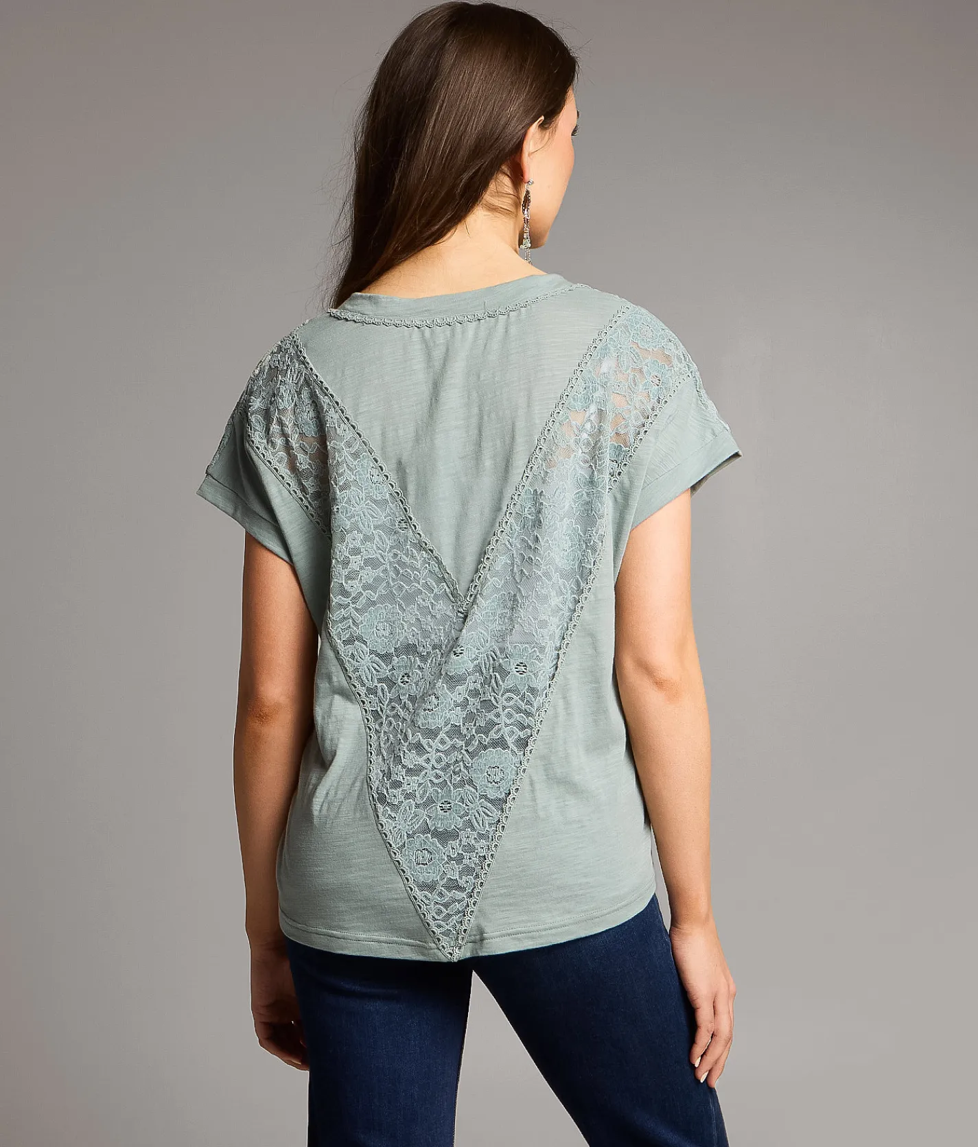 Tops | BKE Floral Lace Top Chinois Green