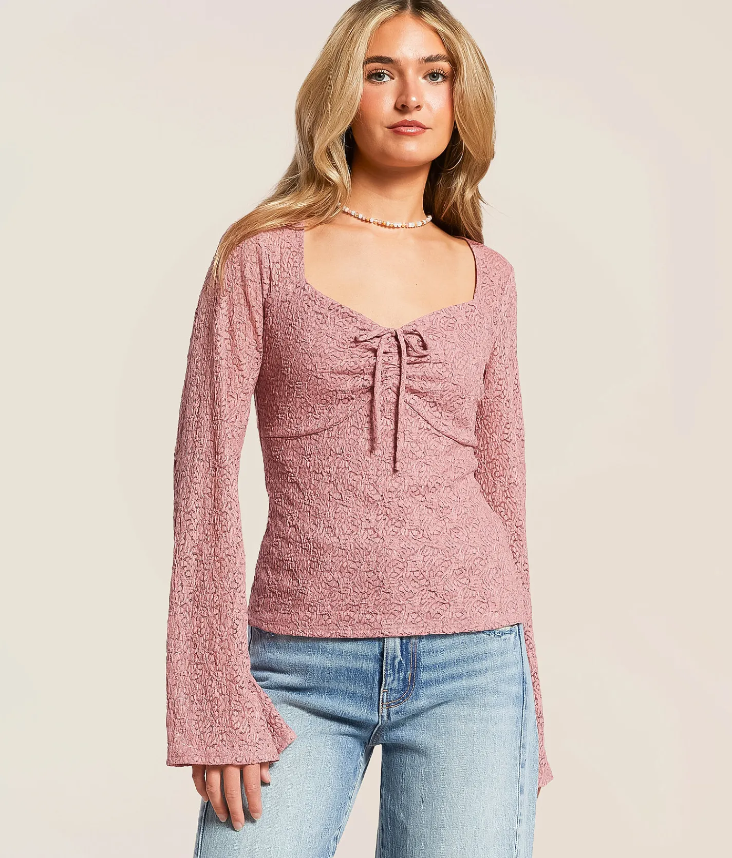 Willow & Root Floral Lace Top Blush New