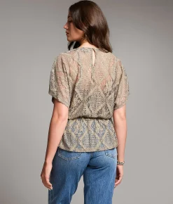 BKE Floral Lace Top Green Best