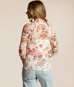 Willow & Root Floral Lace Top Cream Pink Clearance