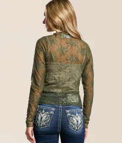 Tops | Willow & Root Floral Lace Top Thyme