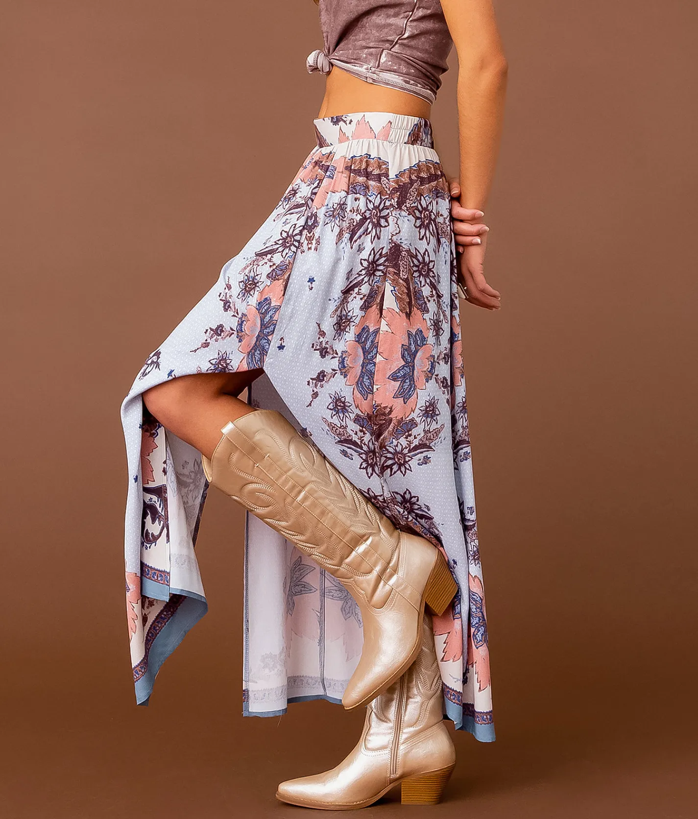 Sterling & Stitch Floral Maxi Skirt Multi Hot