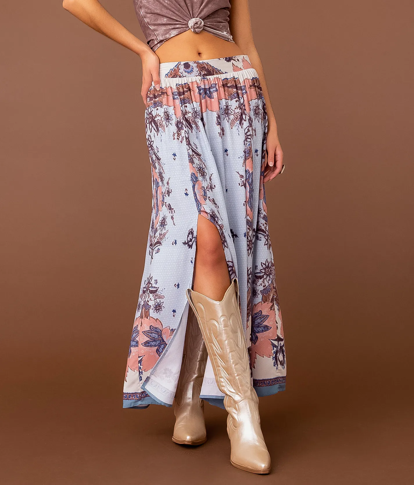 Sterling & Stitch Floral Maxi Skirt Multi Hot
