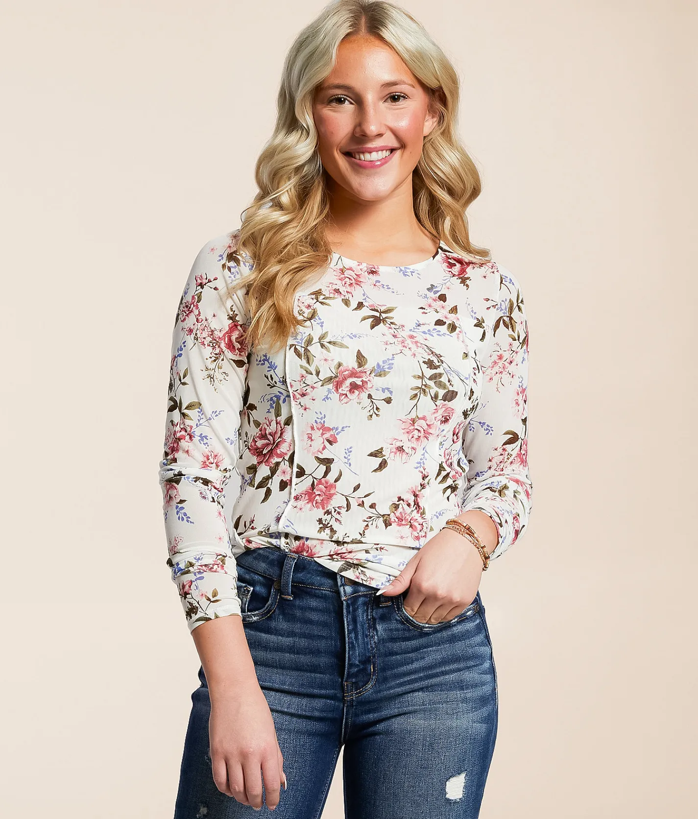 Willow & Root Floral Mesh Top Assorted Discount