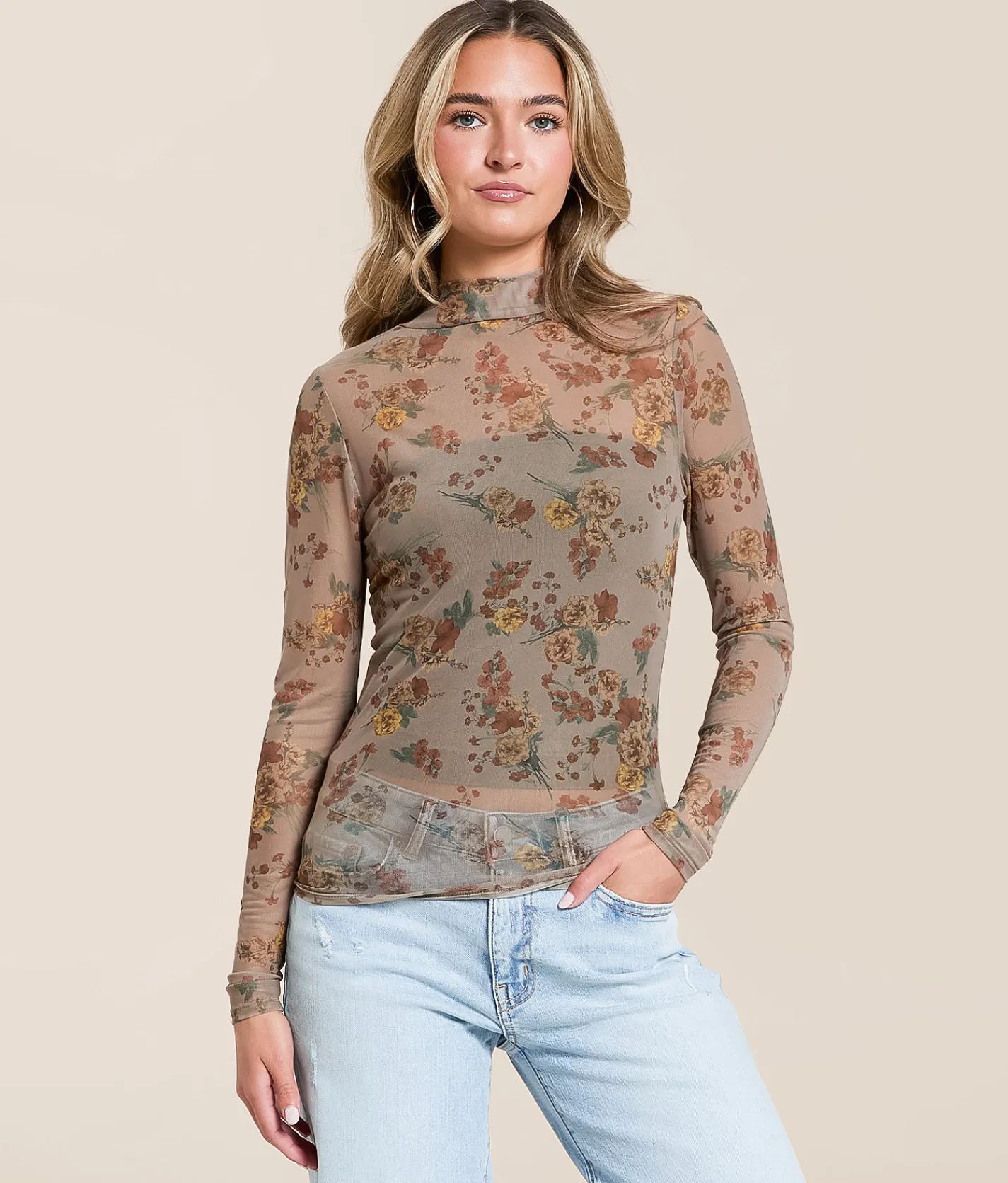 Willow & Root Floral Mesh Top Multi Online