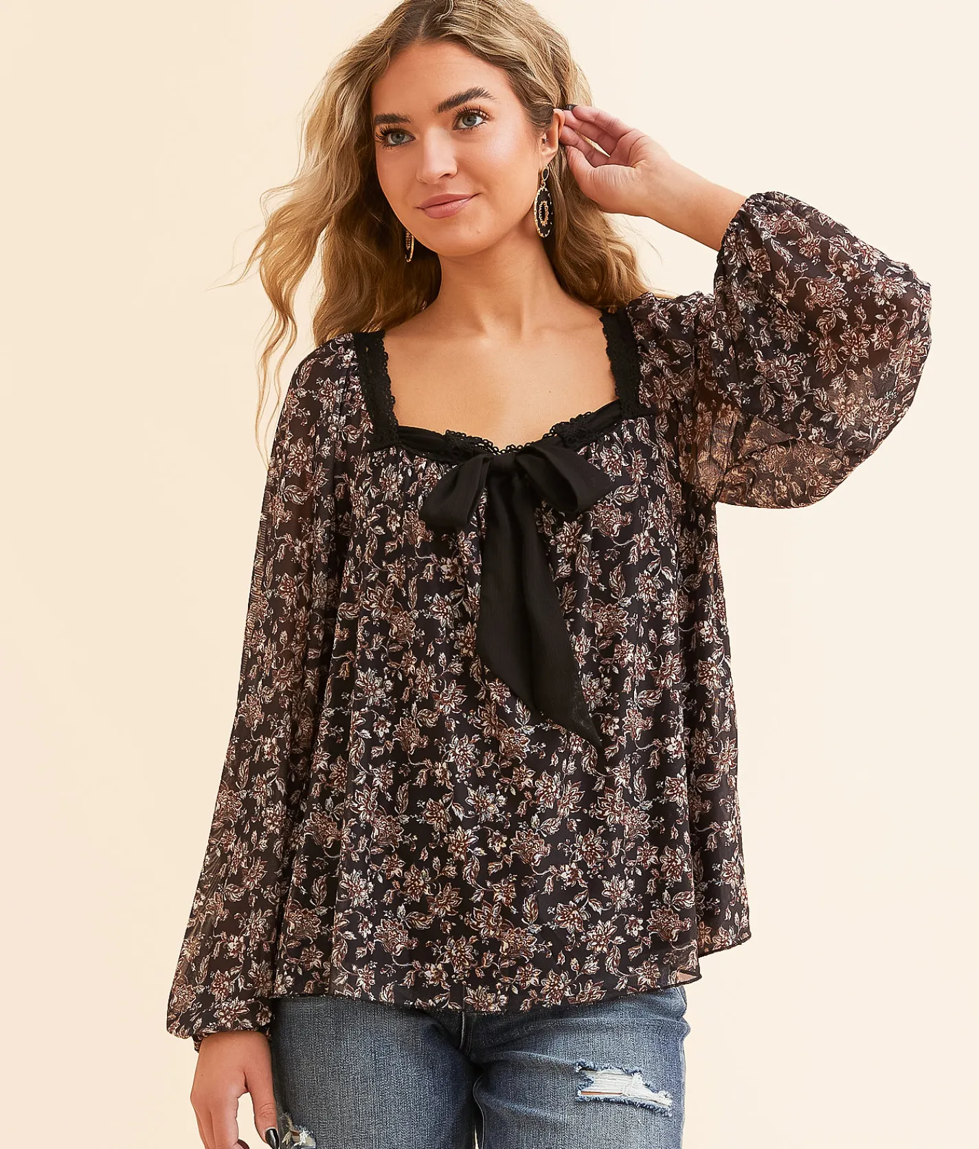 Tops | Daytrip Floral Mesh Top Black Multi