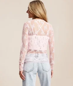 Tops | Willow & Root Floral Mesh Top Ballet Pink