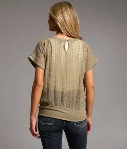 Tops | BKE Floral Mesh Top Vetiver
