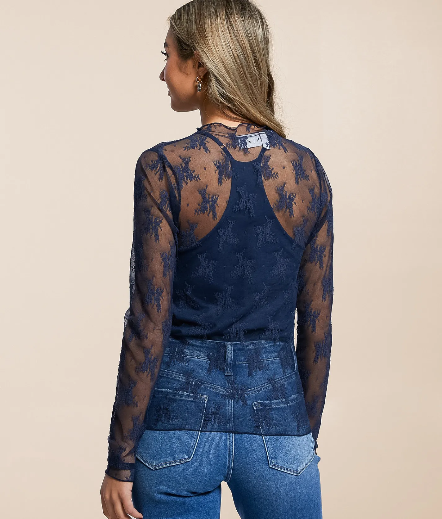 Tops | Willow & Root Floral Mesh Top White