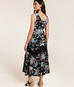 Dresses | Willow & Root Floral Midi Dress Black Floral